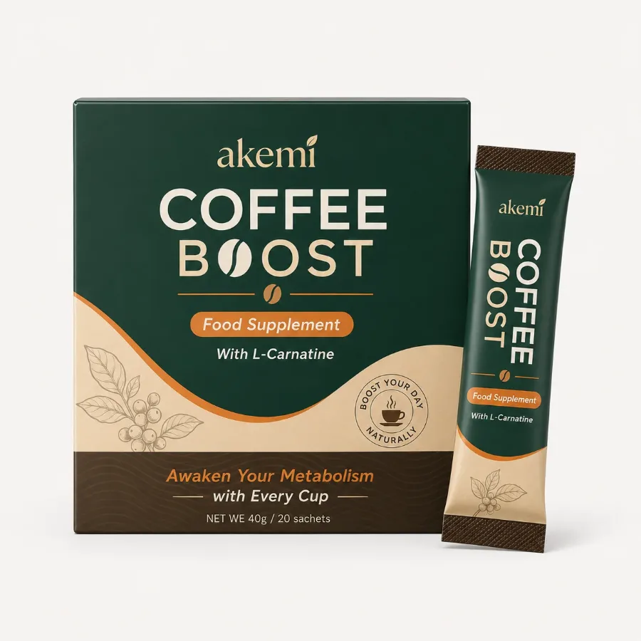 Akemi Coffee Boost box with a single sachet